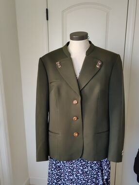 Lodenfrey Vintage Wool Blazer Olive Green Women's Tailored Jacket Y2K Cottagecor